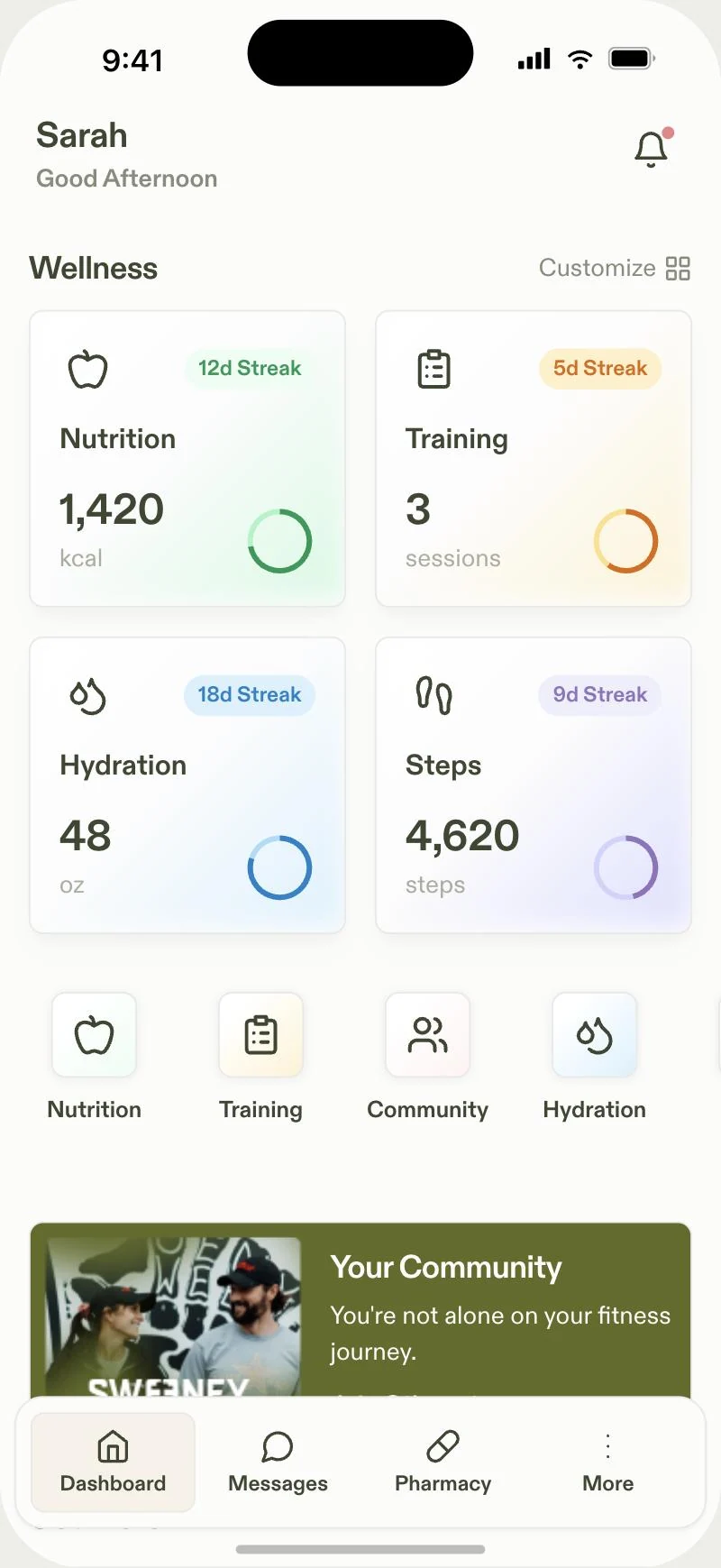 Branded app dashboard